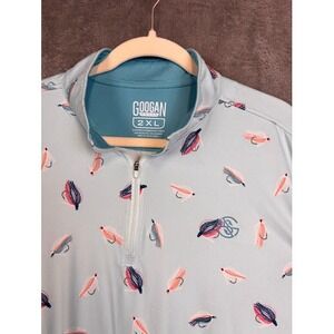 Googan Squad Mens 2XL Long Sleeve 1/4 Zip Pullover Shirt Fishing Lures Print